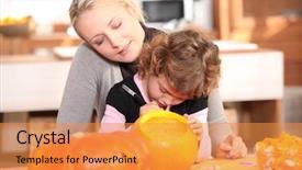  Presentation with mom and newborn - Slide deck featuring jack fruit - mom and daughter carving background and a gold colored foreground