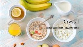  Presentation with vegetarian - Amazing presentation design having jack fruit - organic vegetarian breakfast with oatmeal backdrop and a soft green colored foreground