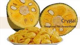  Presentation with jackfruit - PPT theme consisting of jack fruit - ripe jackfruit artocarpus heterophyllus isolated background and a gold colored foreground