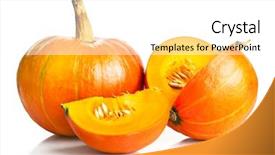  Presentation with white and yellow - Cool new PPT layouts with jack fruit - yellow pumpkin vegetable with cut backdrop and a white colored foreground