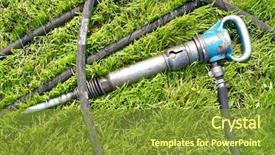  Presentation with green-lawn - Slides with jack hammer - jackhammer on a green lawn background and a gold colored foreground