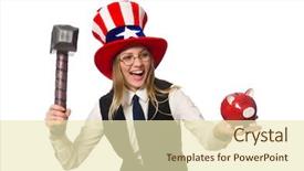  Presentation with elderly american indians - Slide deck enhanced with jack hammer - woman wearing hat with american background and a  colored foreground