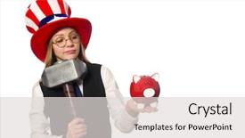  Presentation with hat - PPT theme enhanced with jack hammer - woman wearing hat with american background and a  colored foreground