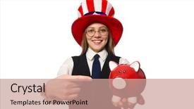  Presentation with elderly american indians - PPT theme having jack hammer - woman wearing hat with american background and a coral colored foreground