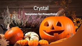  Presentation with halloween - PPT layouts consisting of jack o lantern - autumn still life with halloween background and a tawny brown colored foreground