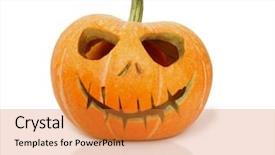  Presentation with halloween - Slides enhanced with jack o lantern - halloween pumpkin isolated on white background and a gold colored foreground