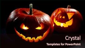  Presentation with black jack - Presentation theme consisting of jack o lantern - two halloween pumpkins on black background and a wine colored foreground
