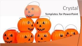  Presentation with lantern - Cool new presentation theme with jack-o-lantern-buckets-stacked backdrop and a white colored foreground