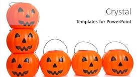  Presentation with lantern - Beautiful theme featuring jack-o-lantern-buckets-stacked backdrop and a white colored foreground