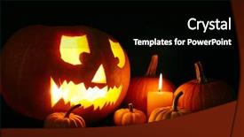  Presentation with funeral candle burning - Colorful presentation design enhanced with jack-o-lantern burning candle backdrop and a black colored foreground