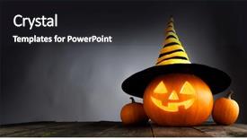  Presentation with witches - Theme enhanced with jack o lantern halloween pumpkin background and a dark gray colored foreground