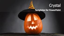  Presentation with witches - Presentation theme with jack o lantern halloween pumpkin background and a dark gray colored foreground