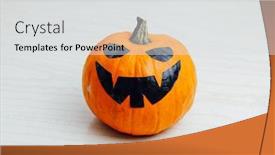  Presentation with lantern - PPT theme with templates skill - jack-o-lantern pumpkin template for halloween background and a light gray colored foreground