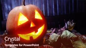  Presentation with halloween - Slides consisting of jack o lanterns halloween pumpkin background and a tawny brown colored foreground