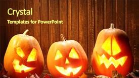  Presentation with lanterns - PPT theme with jack o lanterns halloween pumpkin background and a tawny brown colored foreground