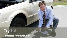  Presentation with change - Beautiful presentation featuring jack to change a tire backdrop and a gray colored foreground