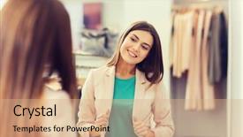  Presentation with people mall - Colorful presentation enhanced with jacket and posing at mirror backdrop and a coral colored foreground