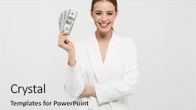  Presentation with elegant green white romantic - Presentation design having jacket holding fan with dollar background and a white colored foreground