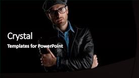  Presentation with black man - Cool new slide set with jacket holding his arms cross backdrop and a black colored foreground