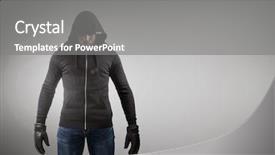  Presentation with hacker in pink and black - Presentation theme featuring jacket in front of grey background and a  colored foreground