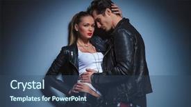  Presentation with leather year book - Audience pleasing PPT theme consisting of jacket leans against his busty backdrop and a ocean colored foreground