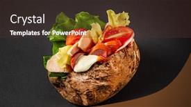  Presentation with potato - Beautiful theme featuring jacket-potato-on-the-black backdrop and a tawny brown colored foreground