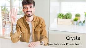  Presentation with number - PPT theme featuring jacket sitting on white table background and a  colored foreground