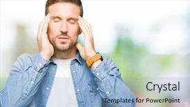  Presentation with blue eyes technology high tech - Audience pleasing slide set consisting of jacket with hand on head backdrop and a  colored foreground