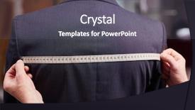  Presentation with measuring - Amazing PPT theme having jacket with tape fitting custom backdrop and a gray colored foreground