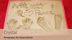  Presentation with hand print - Colorful presentation theme enhanced with jackie-chan-at-the-jackie backdrop and a  colored foreground