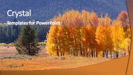  Presentation with yellowstone - PPT theme consisting of bright autumn trees in yellowstone national park background and a ocean colored foreground