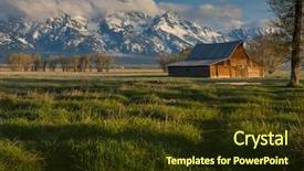  Presentation with classic - Presentation design with grand tetons scenic classic mountain landscape moulton barn scene background and a tawny brown colored foreground