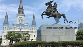  Presentation with quarter - PPT theme featuring quarter horse - jackson square new orleans background and a light blue colored foreground