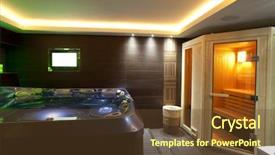  Presentation with bathroom - Theme having jacuzzi bath and sauna background and a tawny brown colored foreground