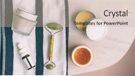  Presentation with beauty products - Audience pleasing PPT theme consisting of jade - facial beauty products spa skin backdrop and a soft green colored foreground