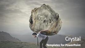  Presentation with rock - PPT layouts having jade - man carrying a heavy rock background and a gray colored foreground