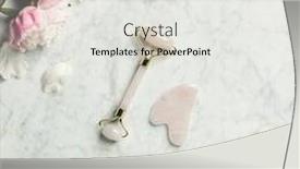  Presentation with marble pink - Amazing PPT theme having jade-face-roller-for-beauty backdrop and a white colored foreground
