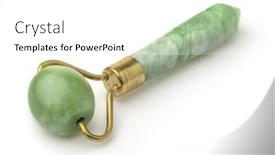  Presentation with facial - Amazing slide set having jade-facial-massage-roller-isolated backdrop and a white colored foreground