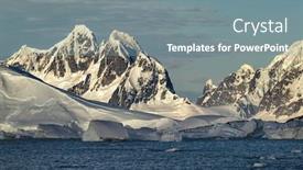  Presentation with mountains - Cool new slide set with jagged-mountains-glaciers-and-foreground backdrop and a gray colored foreground