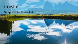  Presentation with fall lake - PPT theme with jagged rocks well-known international background and a light blue colored foreground