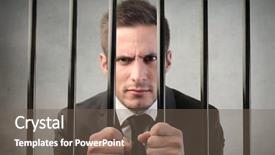  Presentation with jail - Colorful slide deck enhanced with jail cell - businessman in prison backdrop and a violet colored foreground