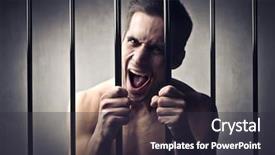  Presentation with prison - Amazing slide deck having jail cell - man in prison screaming backdrop and a  colored foreground