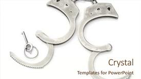  Presentation with police police - Slides with jail cell - police handcuffs isolated on white background and a cream colored foreground