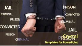  Presentation with criminal justice - Presentation design with jail convicted prison criminal labels background and a tawny brown colored foreground