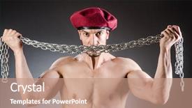  Presentation with jail - Slides with jail officers - funny soldier in military concept background and a coral colored foreground