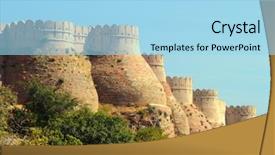  Presentation with india fort - Slide deck featuring jain - wall of kumbhalgarh fort background and a light blue colored foreground