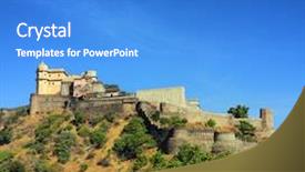  Presentation with jain - Theme having jain temple - kumbhalgarh fort in rajasthan india background and a teal colored foreground