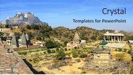  Presentation with jain - PPT theme featuring jain temple - panorama of kumbhalgarh fort background and a light blue colored foreground