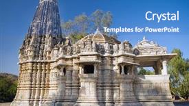  Presentation with india temple - Beautiful theme featuring jainism - ancient sun temple in ranakpur backdrop and a teal colored foreground