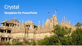  Presentation with india temple - Theme having jainism - ancient sun temple in ranakpur background and a teal colored foreground